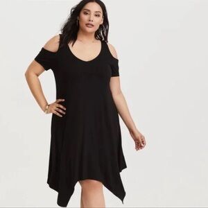 Torrid Black Asymmetrical Cold Shoulder Dress